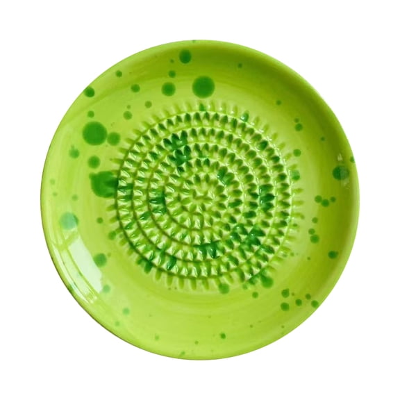 BingTong Ceramic Garlic Grater Plate, Handcrafted Garlic & Ginger Grinder Dish,Natural Grinder, Decorative Mincer for Ginger, Garlic, Onion, Cheese, Hand Dish for Kitchen Green