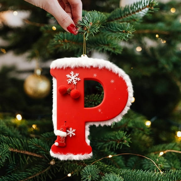 BingTong Christmas Initial Letters Ornaments Personalized DIY Snowflake Letters Ornaments Christmas Tree Pendant Decoration Xmas Hanging Decor P