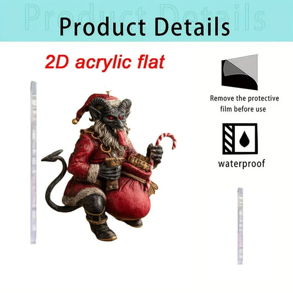 BingTong Christmas Ornament Set – Dark Holiday Mischief Collection,2D Acrylic Horror Hanging Ornament,Folklore Christmas Tree Decoration With Rope For Xmas Party Decor F