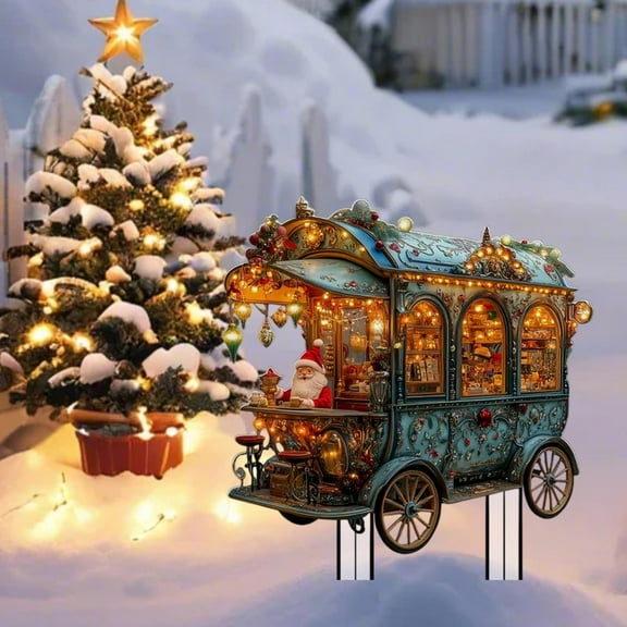 BingTong Christmas Outdoor Yard Decorations Christmas Acrylic Planter Stand Garden Stake Home Garden Decor Ground Stake Holiday Outdoor Garden Patio Decoration A