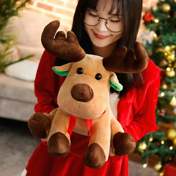 Gpaecead Christmas Pillows Plush Dolls Decorations 17.72 Inch Soft Plush Elk Shaped Pillow Xmas Throw Pillow Christmas Deer Pillow for Sofa Bedroom Living Home Holiday Party Decor Gifts
