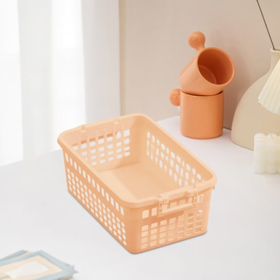 BingTong Classroom Storage Solid Color Plastic Baskets With Handles, Cabinet Storage Basket Snacks Toys 1 Baskets in Bright Colors, Great for Classroom Bins and Paper Organization Pink