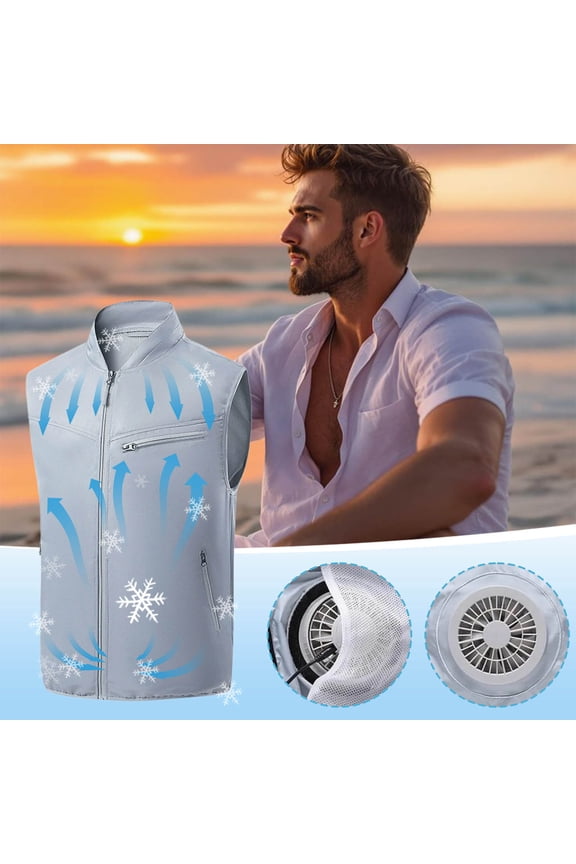 Cooling Vest With Fans, Air Conditioning Fans Vest Electric Cool Vest Breathable Rechargeable Work Cooling Gear Clothing For Outdoor Hiking Work Fishing For Men/Women Gray L