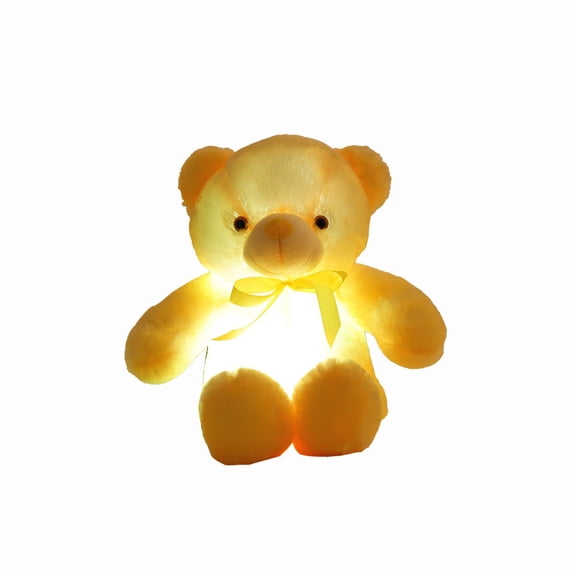 Gpaecead Creative Light Up LED Inductive Bear Stuffed Animals Plush Toy Colorful Glowing Bear, 12- Inch