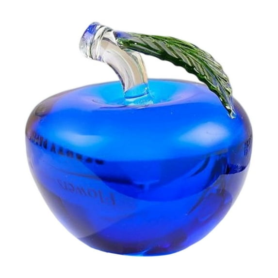 BingTong Crystal Apple Figurine Healing Artificial Crystal Apple Paperweight Carved Figurine Statue Home Holiday Wedding Decoration Home Office Ornaments Decor Blue