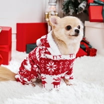 BingTong Dog Christmas Sweater Clothes, Puppy Winter Warm Soft Pajamas, Flannel Onesie PJS for Small Dogs, Pet Holiday Parties Fleece Pullover Sweaters cat Doggie boy Girl