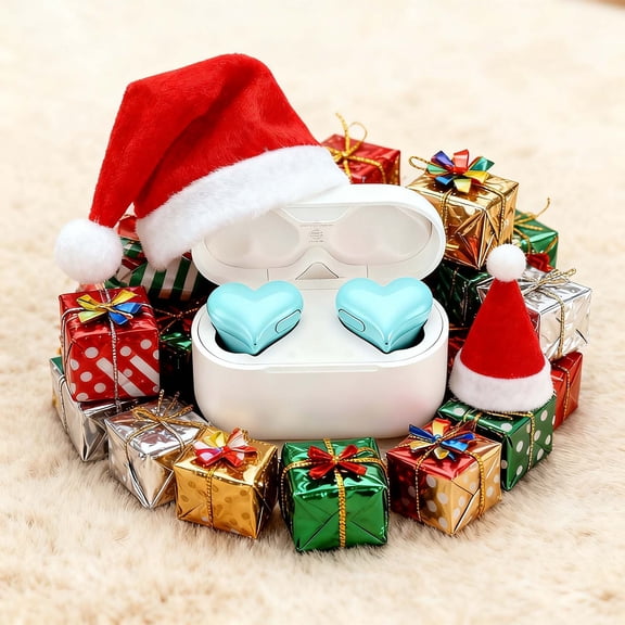 BingTong Earbuds Stylish Heart Shaped, Cute Creative Heart Bluetooth Earbuds With Charging Case, Noise Cancelling HiFi Stereo BT Earphones, Gifts For Friends Blue