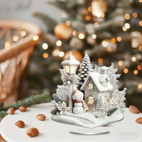 BingTong Flat Bohemian Style Ornament Moonlight Village Display - Christmas Theme Desktop Decorations - Elegant Tabletop Decor for Bedroom, Living Room, Kitchen, Holiday Party B