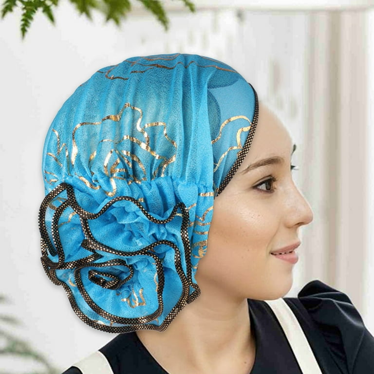 BingTong Flower Lace Turban Floral Lace Headscarf Hats Beanie Cap