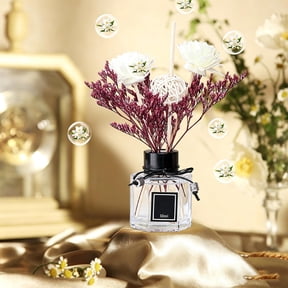 BingTong Flower Oil Diffuser – 50ml Glass Reed Diffuser, Long-Lasting Home Fragrance, Lavender Scent (Glass)
