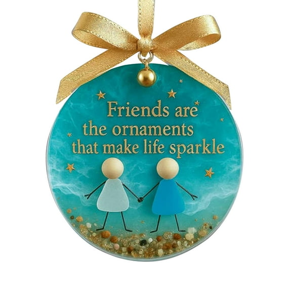 BingTong Friendship Sea Glass Christmas Decorations Friendship Christmas Gifts Handmade Sea Glass Art Set, Friendship Sisterhood Ornaments, Birthday Gift for Women Round B