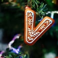 thumbnail image 1 of BingTong Gingerbread Alphabet Ornaments For Christmas Tree 26 Initial Candy Cane Letter Pendant With Berries Pattern Mini Monogram Hanging Decorations For Party Gifts DIY Decor 1pcs V, 1 of 6