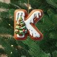 thumbnail image 1 of BingTong Gingerbread Alphabet Ornaments For Christmas Tree 26 Initial Candy Cane Letter Pendant With Berries Pattern Mini Monogram Hanging Decorations For Party Gifts DIY Decor 1pcs K, 1 of 6