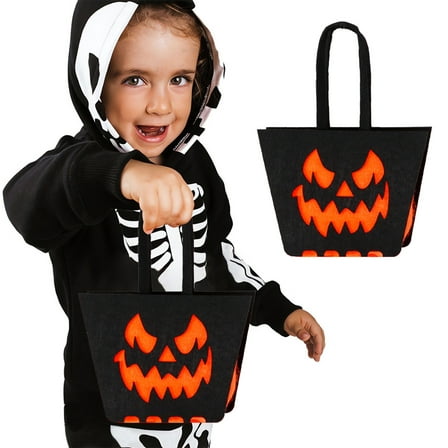 BingTong Halloween Candy Bags Treat Gift Bags For Kids, Halloween Reusable Non Woven Trick or Treat Bags With Handles, Halloween DIY Tote Bag, Bulk For Halloween Party Favors 1pcs C 2 Style