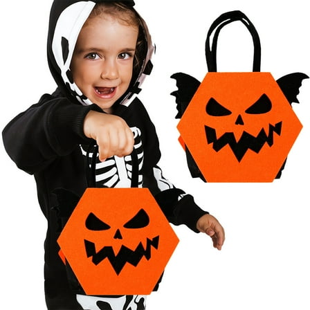 BingTong Halloween Candy Bags Treat Gift Bags For Kids, Halloween Reusable Non Woven Trick or Treat Bags With Handles, Halloween DIY Tote Bag, Bulk For Halloween Party Favors 1pcs F 2 Style