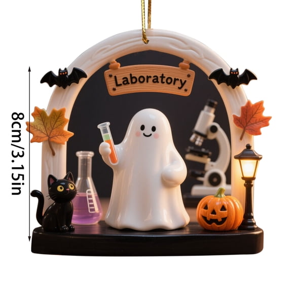 BingTong Halloween Ghost Acrylic Hanging Ornament - 2D Flat Reading Decor Halloween Spooky Ornament, Reading Room Christmas Ornament Ghosts&Pumpkins Pendant for Home Decor F Style 5