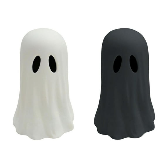 BingTong Halloween Paper Mache Ghost Tabletop Decorations –Spooky Ghost Statue Cute Ghost Decor For Home Table Centerpieces Tiered Tray Decorations Party Decor 4In 2-Black + White