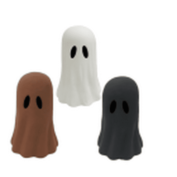 BingTong Halloween Paper Mache Ghost Tabletop Decorations –Spooky Ghost Statue Cute Ghost Decor For Home Table Centerpieces Tiered Tray Decorations Party Decor 4In 3-Black + White + Brown