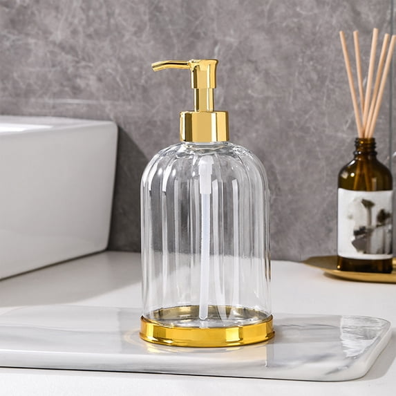 BingTong Hand Soap Dispenser Bottle 450ml | Refillable Plastic Pump For Liquid Soap, Lotion, Shampoo, Oil - Bathroom Kitchen Countertop Use | 6.7x3.3In Clear B