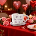 thumbnail image 1 of BingTong Ins Style Heart Shape Coffee Cup With Saucer Hand Painted Love Ceramics Mug Valentines Day Themed Couple's Mug Festival Gifts Afternoon Tea Breakfast Cups Purple, 1 of 6