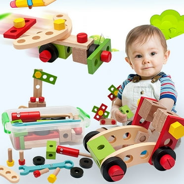 BingTong Kids Tool Set Toy, Stem Montessori Toys for 3 4 5 Years Old Boy Girl, 28 Pcs Wooden Toddler Tool Kits Inc Box, Learning Educational Construction Toy, Birthday for Kids