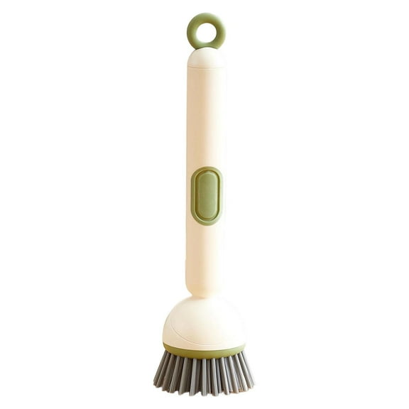 BingTong Kitchen Pot Brush Long Rotatable Cleaning Brush With Detergent Dispenser, Versatile Kitchen Helper Adjustable Grip Soap Dispensing Cleaning Brush 11In Green