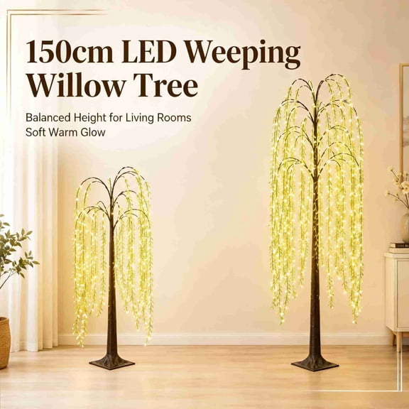 BingTong LED Weeping Willow Tree Light,Warm White Artificial Lighted Willow Tree with Base,Pre-lit Decorative Tree for Indoor Home,Party,Wedding,Christmas Holiday Decoration,B