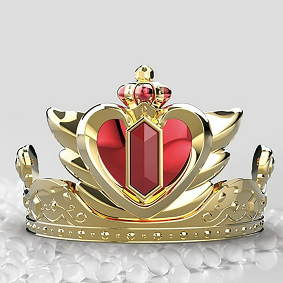 Gpaecead Light Up Princess Crown for Girls - Small Gold and Red Queen Crown for Girls Halloween Queen Costumes - Toy Gem Lights Up in Multiple Colors - LED Gold Princess Crown for Kids Birthday