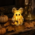 thumbnail image 1 of BingTong Lighted Vintage Patchwork Ghost,Bow Light Up Ghost With Mini Pumpkin Candy Bucket,Vintage Halloween Patchwork Ghosts Lamp,For Rustic Fall Figurine Decoration D-Light, 1 of 7