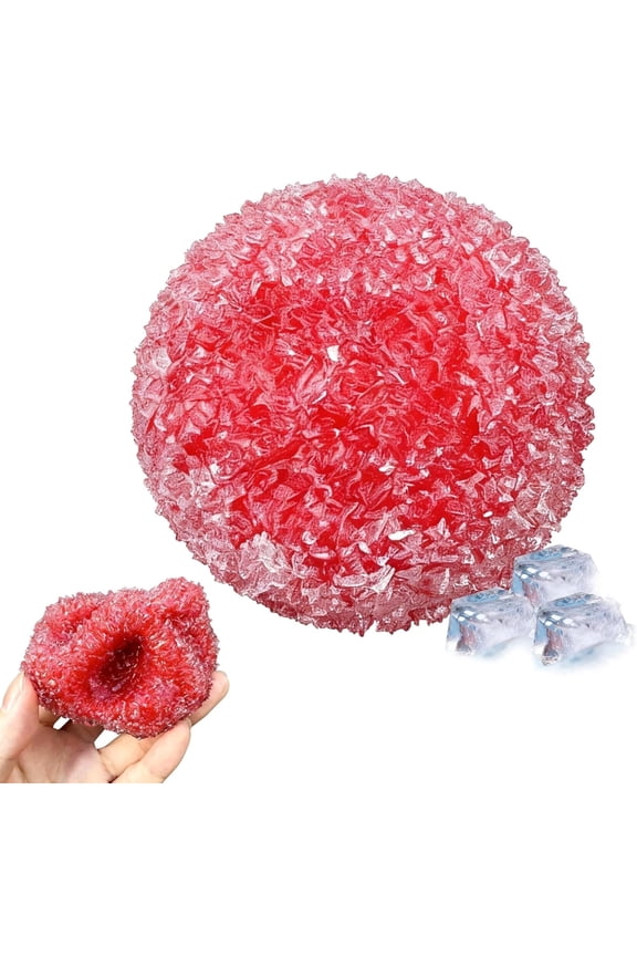 BingTong New Ice Squishies Stress Ball,Crunchy Squishies Stress Ball Squeeze Stress Slushie Squishies,ice Skin Fidget Sensory Toys for Relaxing red