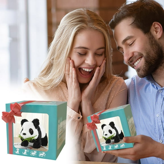 BingTong New Robot Pandas, Robotic Puppy Toys, Realistic Smart Cotton Plush Toy Pandas For Adults That Acts Like a Real Puppies Walking Barking Tail Wagging Interactive Companion Pandas