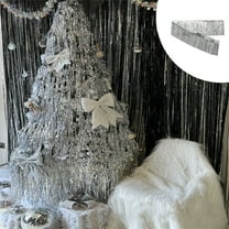 Gpaecead Strands Silver Christmas Icicle Tinsel Foil Fringes | 78*.7" Christmas Tree Tinsel Curtain Decoration for Indoor Outdoor Winter Home New Year Eve Birthday Party Supplies