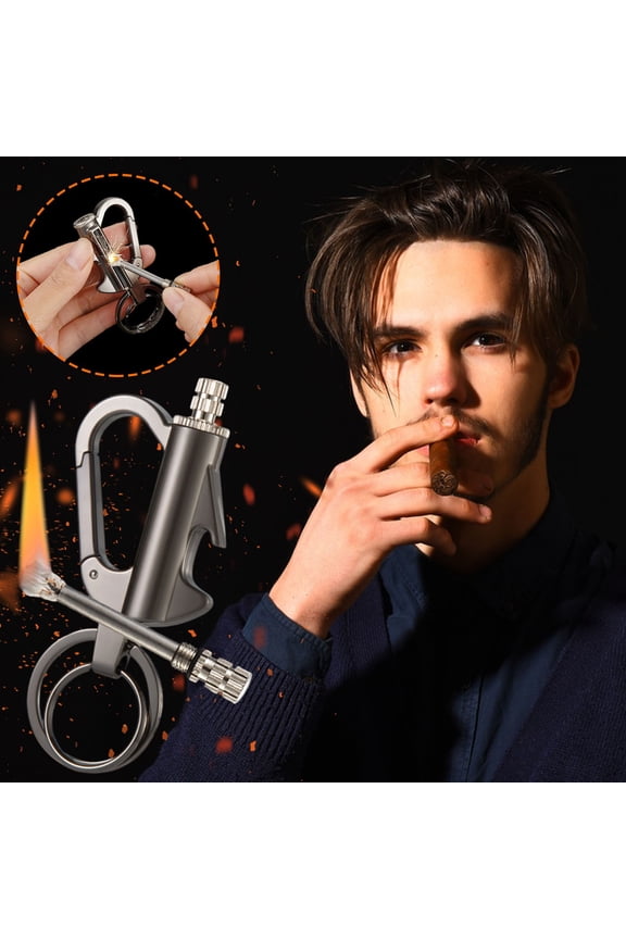 Permanent Match Infinity Lighter with Multitool Keychain Bottle Opener, Reusable Waterproof Match Strike Anywhere, Forever Flint Fire Starter for Outdoor Survival, for Men C