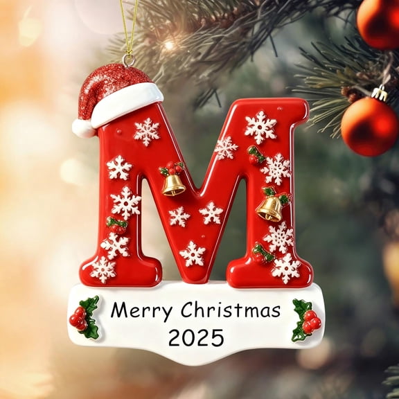 BingTong Personalized Initial Christmas Ornaments 2025 - Ornaments,Personalized A-Z Letter Ornament,3D Resin Name Ornament for Christmas Tree,Xmas Gifts For Family Kids Friends M