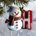 thumbnail image 1 of BingTong Personalized Snowman Ornament Personalized A-Z Letter Ornament Flat Inital Letter Snowman Christmas Ornament For Xmas Tree Decor Gifts For Family Kids Friends H Red, 1 of 6