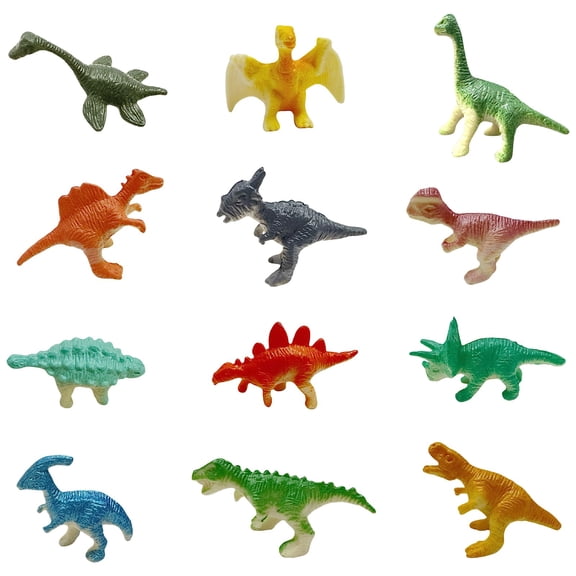 Gpaecead Plastic Assorted Mini Dinosaur Figures, Little Dinosaur Figurine, Small Dino Toy 3.8 inch, Great for Dino Cake Topper, Easter Eggs Filler, Pack of 12