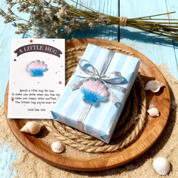 BingTong Pocket Hug Ocean themed With Card – Sea-Style Animals Series Gradient Pocket Blessing Card Greeting Cards for Friends Family Kids–Relationship Gift and Keepsake Exchange Blue F