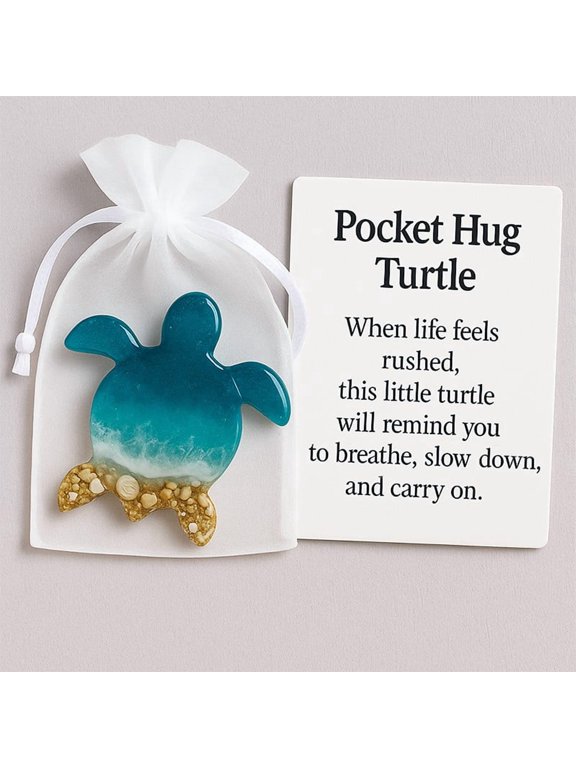 Pocket Travel Turtle Hug Gift, Pocket Hug For Pet Loss Gift,Inspirational Gifts with Card, Little Emotional Support Loss of Pet Sympathy, Mini Resin Encouragement Animal Hug Token E