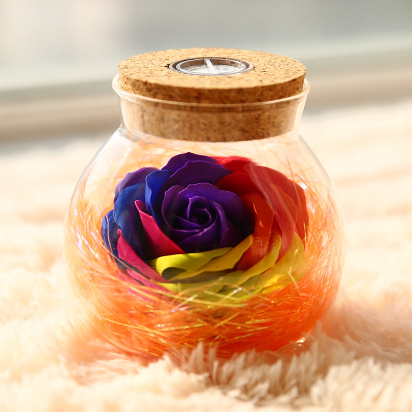 Glass Container With Roses BingTong Preserved Colorful Rose Wishing Bottle Glass Rose Flower Gifts ...