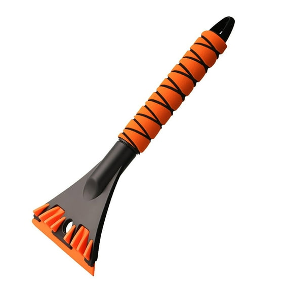 BingTong Professional Ice Scraper and Snow Brush for Cars, 2-in-1 Winter Snow Removal Tool with Ergonomic Foam Grip, ABS Ice Chopper for Windshield, Window, Vehicle Snow CleanupOrange