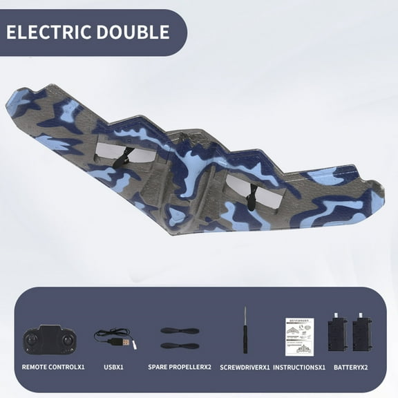 Gpaecead RC Airplane, 2.4Ghz Delta Wing RC Airplane, Built-in Gyro System, Foam Material RC Airplane, 2-Channel Electric RC Airplane with LED Light, Adult Beginner Gift