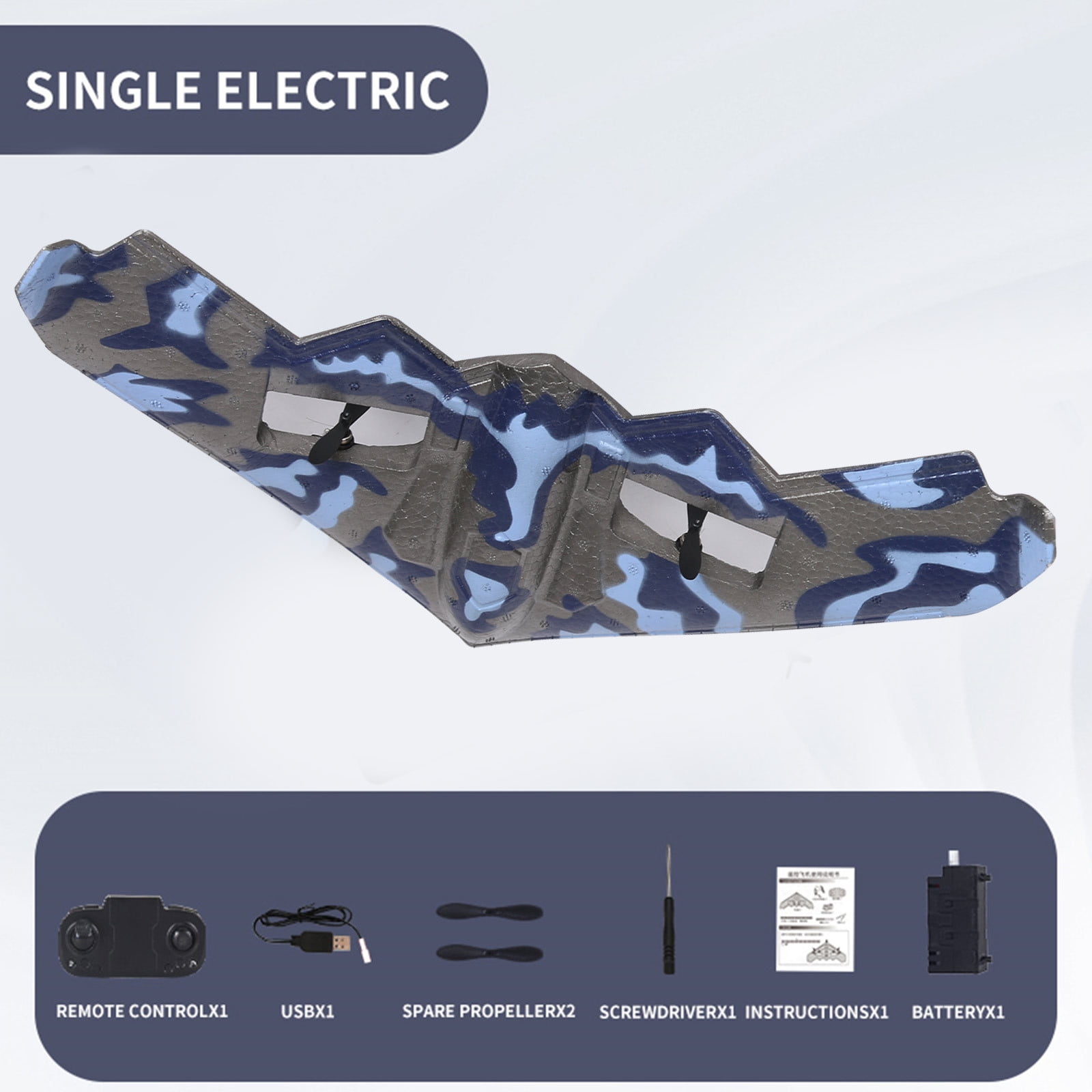 Gpaecead RC Airplane, 2.4Ghz Delta Wing RC Airplane, Built-in Gyro System, Foam Material RC Airplane, 2-Channel Electric RC Airplane with LED Light, Adult Beginner Gift