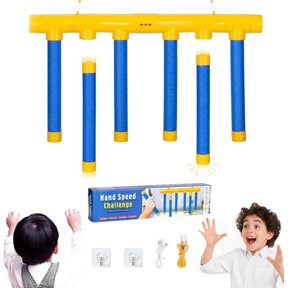 BingTong Reflex Game Reflex Drop Sticks Challenge Game With Remote, 3-Speed Reflective Drop Stick Game, Hand-Eye Coordination Catching Sticks for Kids & Athletes Multicolor