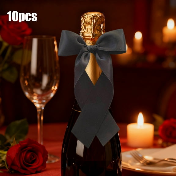 BingTong Satin Ribbon Bows Large Twist Tie Bow for Gift Wrapping Champagne Bottle Balloon Treat Bag DIY Craft Gift Wedding Bridal Baby Shower Christmas Birthday Party Black
