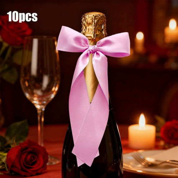 BingTong Satin Ribbon Bows Large Twist Tie Bow for Gift Wrapping Champagne Bottle Balloon Treat Bag DIY Craft Gift Wedding Bridal Baby Shower Christmas Birthday Party Hot Pink