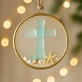 thumbnail image 1 of BingTong Sea Glass Cross Christmas Ornament, Religious Christmas Ornament, Christmas Tree Hanging Ornament, Cross Home Decor With Shells and Starfish 2-E, 1 of 2