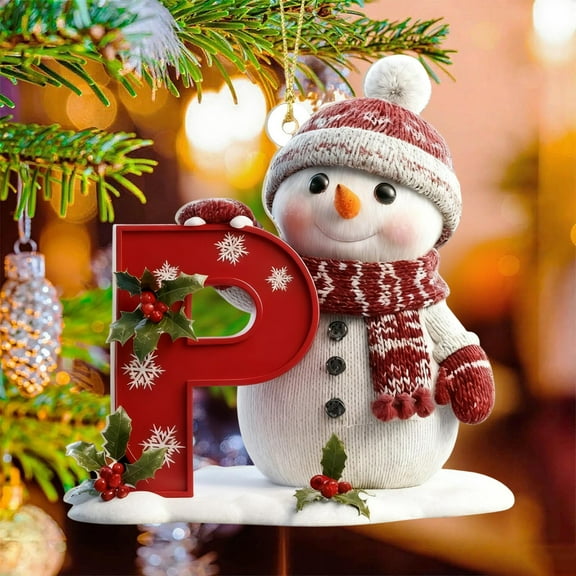 BingTong Snowman Christmas Ornaments, Cute Christmas Tree Letter Decoration Personalized Hanging Pendant, Indoor DIY Hanging Xmas Ornament P