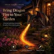 BingTong Solar Dragon Fire Garden Light,Solar Dragon Fire Garden Stake Light,Solars Powered Dragons Figurine with Breathing Flame Fiber Optic Lights Decor for Lawn,Pathway,Patio & Yard,A