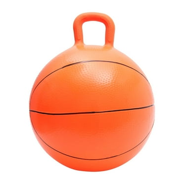 BingTong Space Hopper Ball with Pump in Soccer Ball Style, 18in / 45cm Diameter for Ages 3-6, Kangaroo Bouncer, Hoppity Hippity Hop Ball, Sit-on Bouncy Ball with Handle