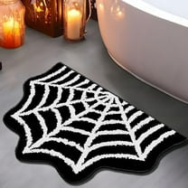 BingTong Spider Web Indoor Halloween Rug Black Kitchen Rugs Goth Bath Mat Spooky Non Slip Doormats Fall Thanksgiving Rugs for Indoor Outdoor Entrance 24*40In 1pcs 1-Spider Web B